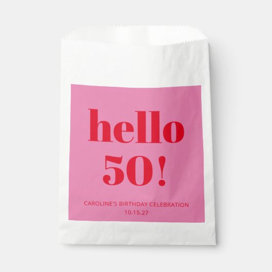 モダンはっきりした美的ピンクと赤50誕生日 フェイバーバッグ (正面)