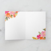 モダンはっきりした花ブライダルシャワー サンキューカード (内部)