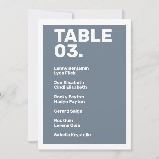 モダンはっきりした表ミニマル座席表 招待状 (正面)