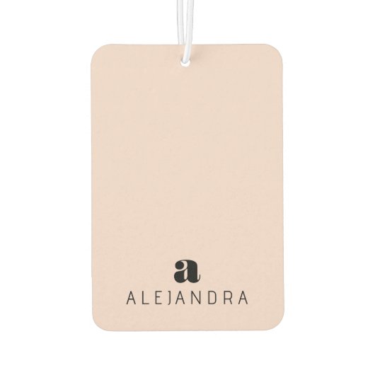 モダンはっきりした赤面ピンクモノグラム名 カーエアーフレッシュナー (裏面)