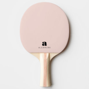 モダンはっきりした赤面ピンクモノグラム名 卓球ラケット