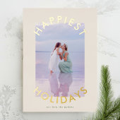 モダンはっきりした金ゴールドのChristmasScriptのエレガント写真 箔シーズンカード