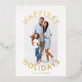 モダンはっきりした金ゴールドエレガントChristmas Two Photo 箔シーズンカード (正面)