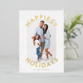 モダンはっきりした金ゴールドエレガントChristmas Two Photo 箔シーズンカード (立ち正面)