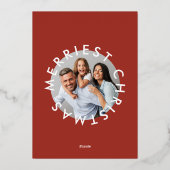 モダンはっきりした金ゴールドエレガントChristmas Two Photo 箔シーズンカード (裏面)