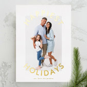 モダンはっきりした金ゴールドエレガントChristmas Two Photo 箔シーズンカード