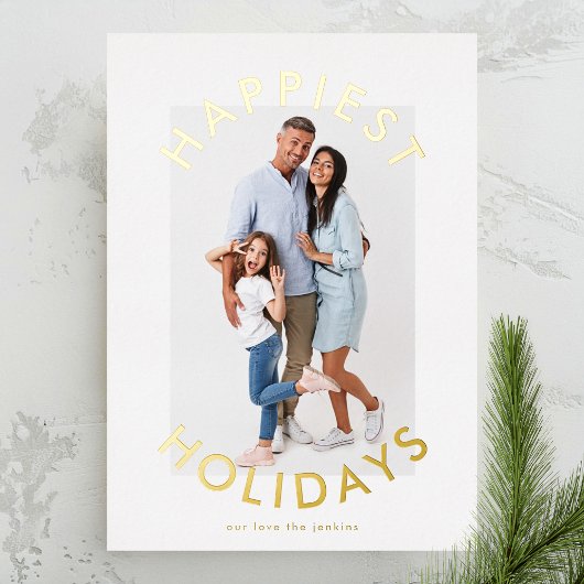 モダンはっきりした金ゴールドエレガントChristmas Two Photo 箔シーズンカード