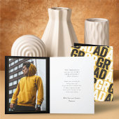 モダンはっきりした金ゴールドスタイリッシュ卒業式 サンキューカード