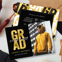 モダンはっきりした金ゴールドスタイリッシュ卒業式