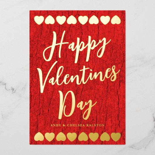 モダンはっきりした金ゴールドハッピーバレンタインデー 箔シーズンカード (正面)