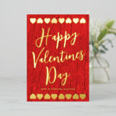モダンはっきりした金ゴールドハッピーバレンタインデー 箔シーズンカード (立ち正面)