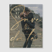 モダンはっきりした金ゴールドフォイルのスクリプト保存日付の写真 (正面)