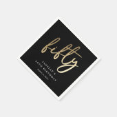 モダンはっきりした金ゴールド型50誕生日 スタンダードカクテルナプキン (角)