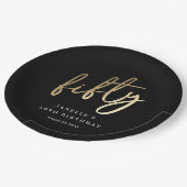 モダンはっきりした金ゴールド型50誕生日 ペーパープレート (アングル)