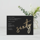 モダンはっきりした金ゴールド型60誕生日 招待状 (スタンド正面)