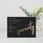 モダンはっきりした金ゴールド型70誕生日 招待状 (スタンド正面)