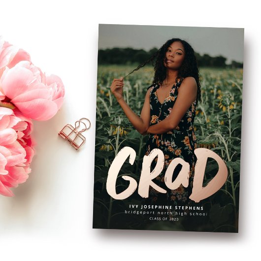 モダンはっきりした金ゴールド1号卒業 箔招待状