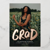 モダンはっきりした金ゴールド1号卒業 箔招待状 (正面)