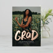 モダンはっきりした金ゴールド1号卒業 箔招待状 (立ち正面)