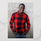 モダンはっきりした金ゴールド1枚卒業 箔招待状 (正面)