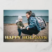 モダンはっきりした金ゴールドHappy Holidays写真 箔シーズンカード (正面)
