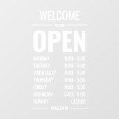 モダンはっきりした開店時間 ウィンドウサイン (シート)