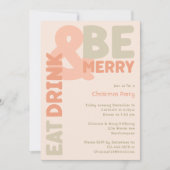 モダンはっきりした食べCoral DrinkとBeメリーパーティー 招待状 (正面)