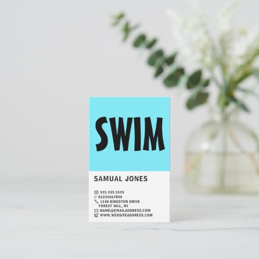 モダンはっきりした、スイミングコーチとライフガード 名刺 (スタンド正面)