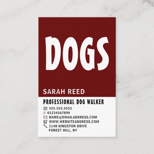 モダンはっきりした、ドッグウォーカー 名刺 (正面)