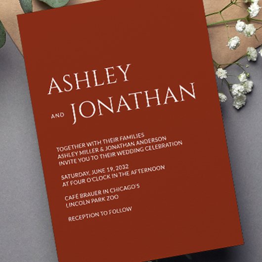 モダンはっきりした&ミニマ結婚リスト 招待状