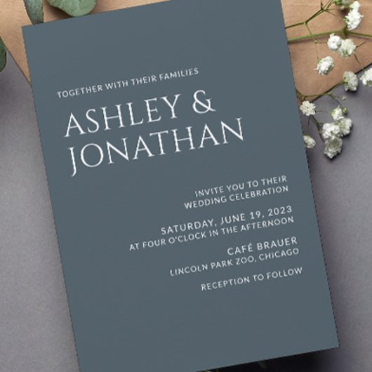 モダンはっきりした&ミニマ結婚リスト 招待状