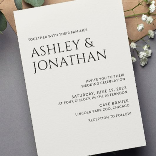 モダンはっきりした&ミニマ結婚リスト 招待状