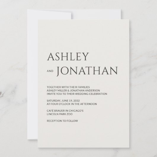 モダンはっきりした&ミニマ結婚リスト 招待状 (正面)