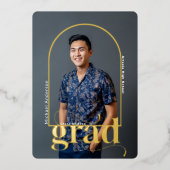 モダンはっきりしたArch Photo Gradation Party 箔招待状 (正面)