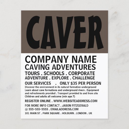 モダンはっきりしたCaving Adventure 広告's Flyer チラシ (正面)