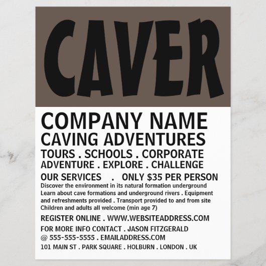 モダンはっきりしたCaving Adventure 広告's Flyer チラシ (正面)