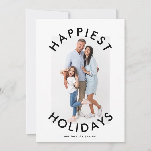 モダンはっきりしたChristmasエレガント Script Two Photo シーズンカード (正面)