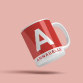 モダンはっきりしたcolorblock赤パーソナライズされた名 コーヒーマグカップ