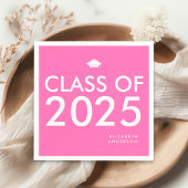 モダンはっきりしたHot Pinkパーソナライズされた Graduation Party スタンダードカクテルナプキン