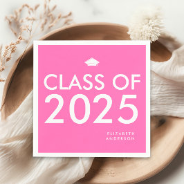 モダンはっきりしたHot Pinkパーソナライズされた Graduation Party スタンダードカクテルナプキン