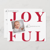 モダンはっきりしたJoyful Christmas Photo シーズンポストカード (正面/裏面)