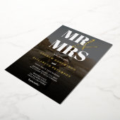 モダンはっきりしたMr.Mrsブラックフォト結婚ズ 箔招待状 (回転した状態)