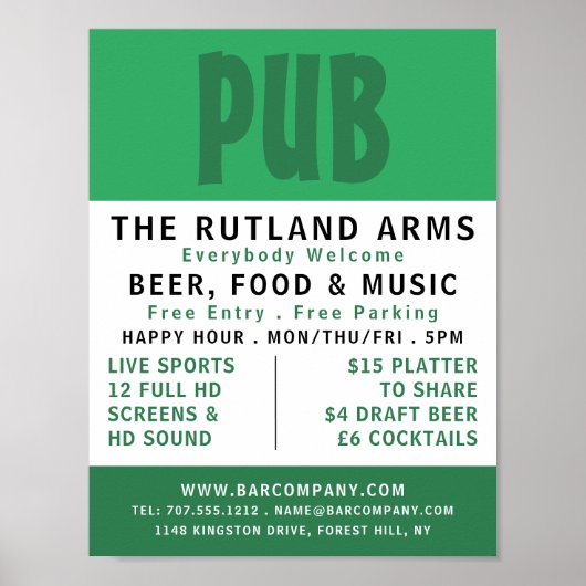 モダンはっきりしたPub/Brewery広告s ポスター (正面)