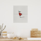 モダンはっきりしたRed Lipsミニマルなラインアート ポスター (キッチン)