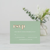 モダンはっきりしたSage Green実在バラ金ゴールドRSVP 箔招待状ポストカード (立ち正面)