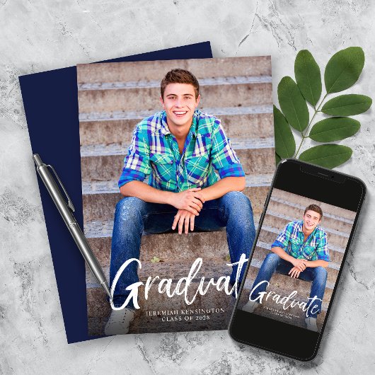 モダンはっきりしたScript Photo Gradation 案内状