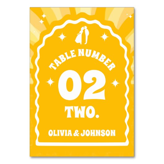 モダンはっきりしたSunshine Wavy Arch Photo結婚's テーブルナンバー (正面)