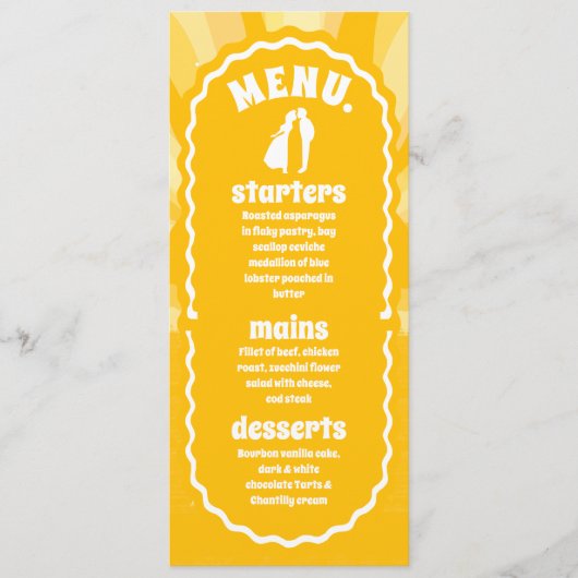 モダンはっきりしたSunshine Yellow Wavy Arch結婚's メニュー (正面)