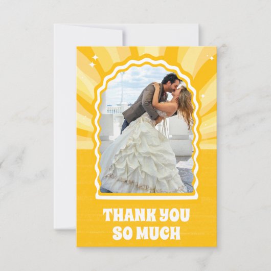 モダンはっきりしたSunshine Yellow Wavy Arch Photo サンキューカード (正面)