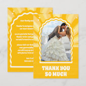 モダンはっきりしたSunshine Yellow Wavy Arch Photo サンキューカード (正面/裏面)